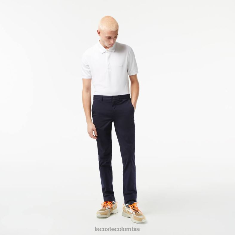 pantalones chinos de corte slim de algodón elástico Azul marino Lacoste ropa hombres 80XZX500