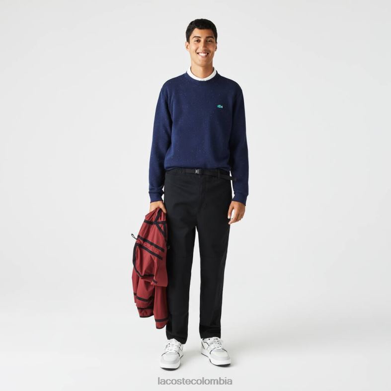 pantalones chinos de gabardina de algodón orgánico negro Lacoste ropa hombres 80XZX1587