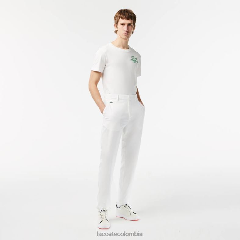 pantalones chinos deportivos elásticos de golf blanco Lacoste ropa hombres 80XZX421