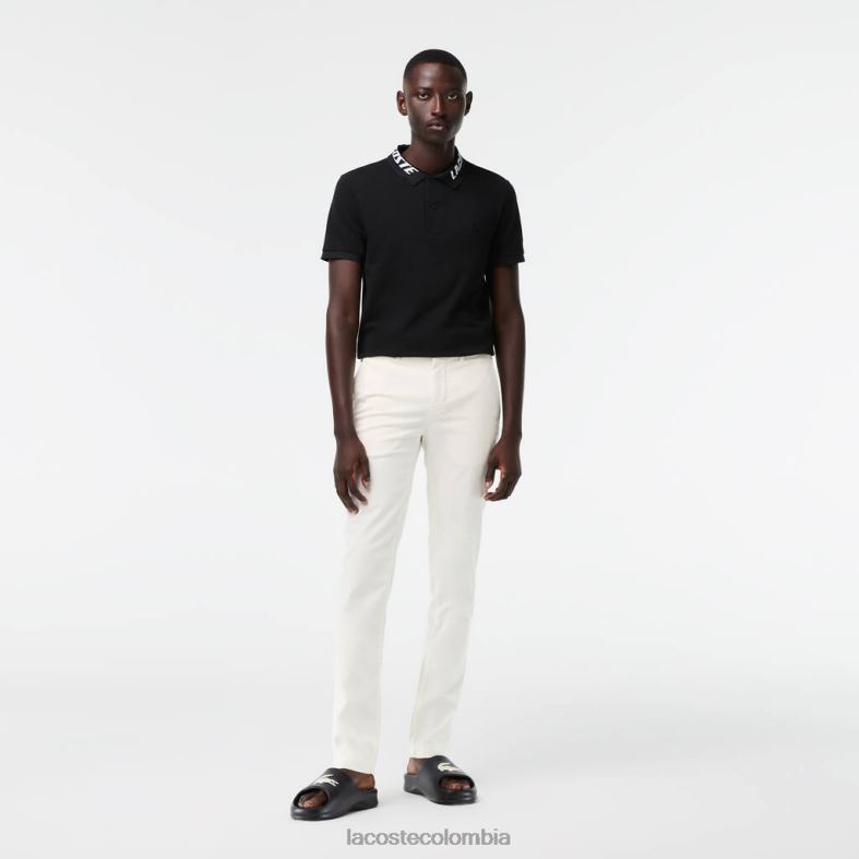 Nuevos pantalones clásicos de algodón elástico de corte slim. blanco Lacoste ropa hombres 80XZX1550