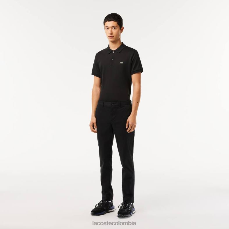 Nuevos pantalones clásicos de algodón elástico de corte slim. negro Lacoste ropa hombres 80XZX477