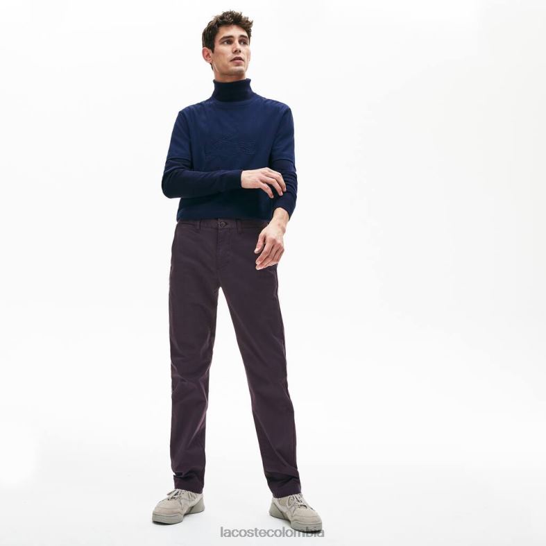 pantalones chinos de algodón elástico Azul marino Lacoste ropa hombres 80XZX1656