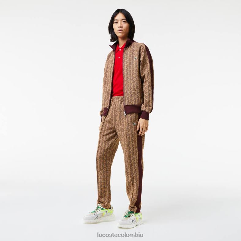 pantalones de chándal con monograma beige/burdeos Lacoste ropa hombres 80XZX278