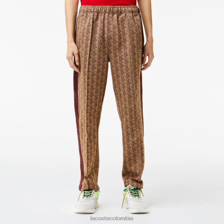 pantalones de chándal con monograma beige/burdeos Lacoste ropa hombres 80XZX278
