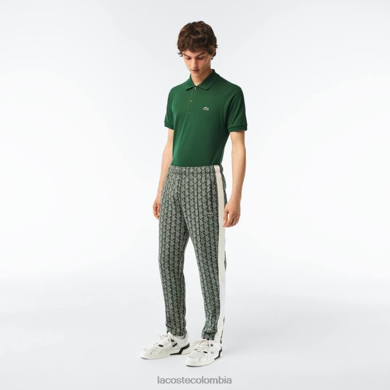 pantalones de chándal con monograma verde/beige Lacoste ropa hombres 80XZX279