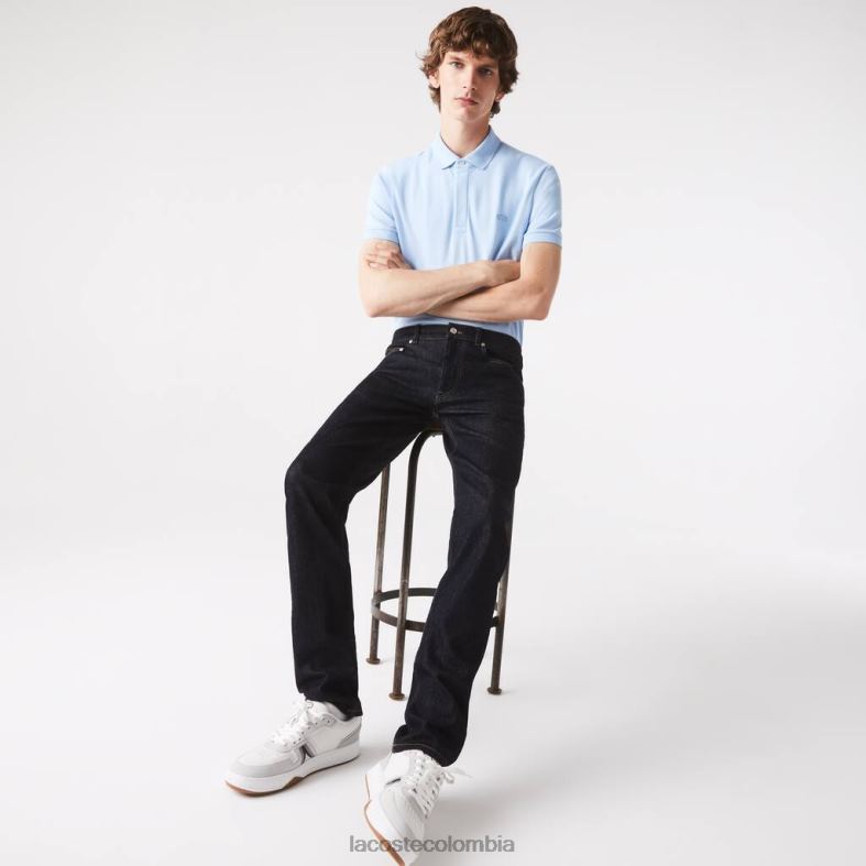 pantalones de mezclilla de algodón elástico de corte slim azul Lacoste ropa hombres 80XZX420