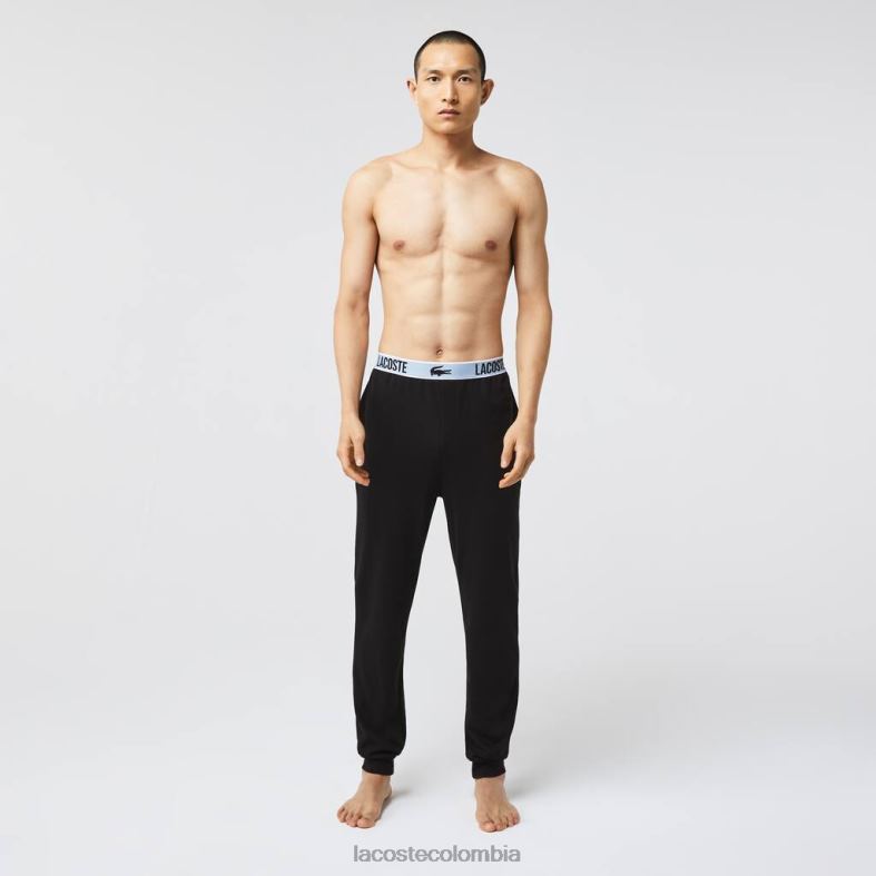 pantalones de pijama con estampado de cocodrilo y cintura con marca negro Lacoste ropa hombres 80XZX1523