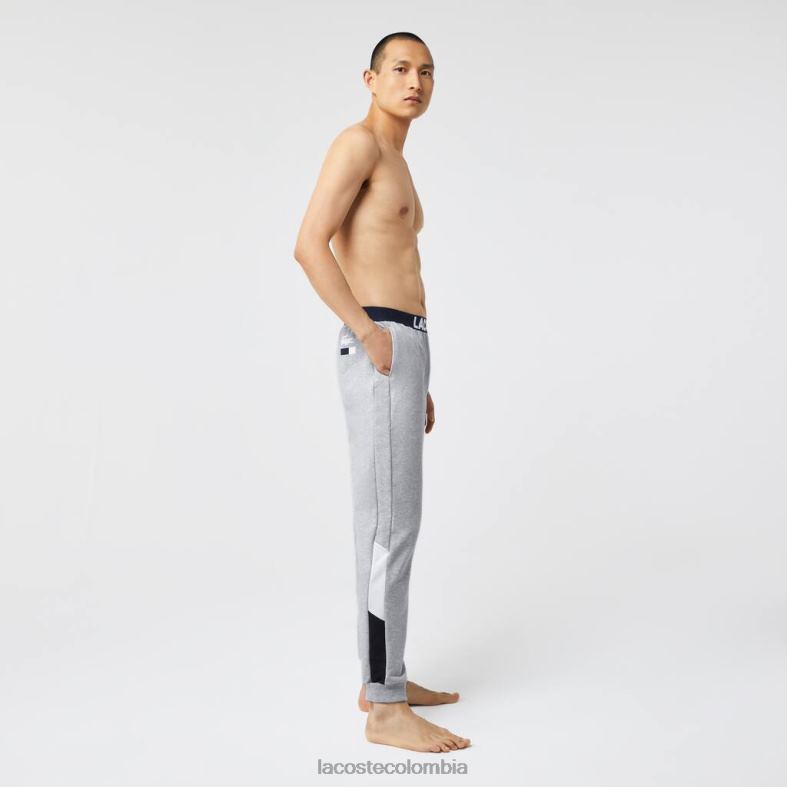 pantalones de pijama oversize de polar con logo gris chino/blanco/azul marino Lacoste ropa hombres 80XZX1567