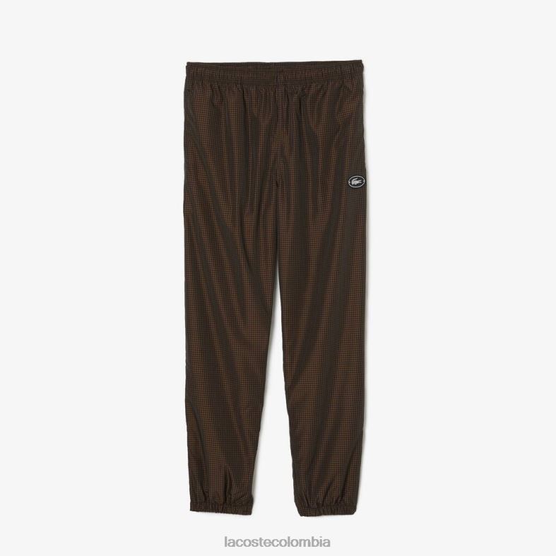 pantalones deportivos de sarga a cuadros repelentes al agua negro/marrón/azul marino/verde caqui Lacoste ropa hombres 80XZX1069