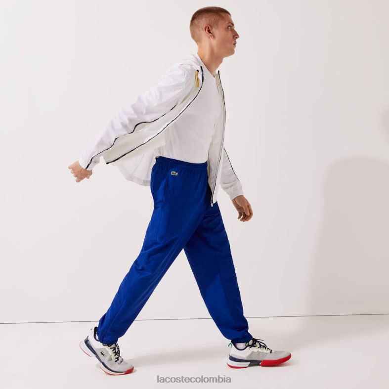 pantalones deportivos de tafetán con tejido de diamantes de tenis deportivo azul Lacoste ropa hombres 80XZX1114
