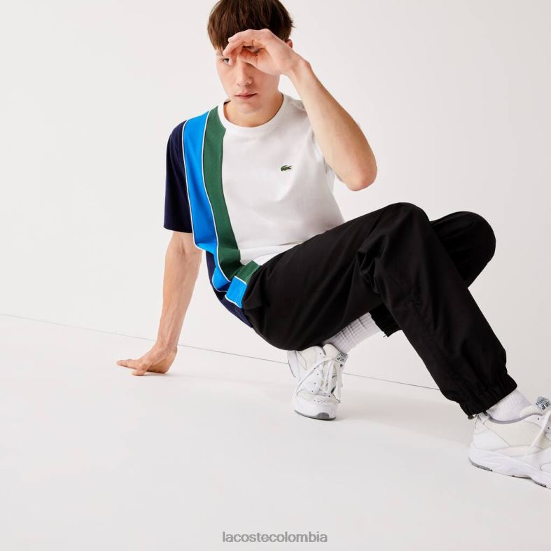 pantalones deportivos de tafetán con tejido de diamantes de tenis deportivo negro Lacoste ropa hombres 80XZX1113