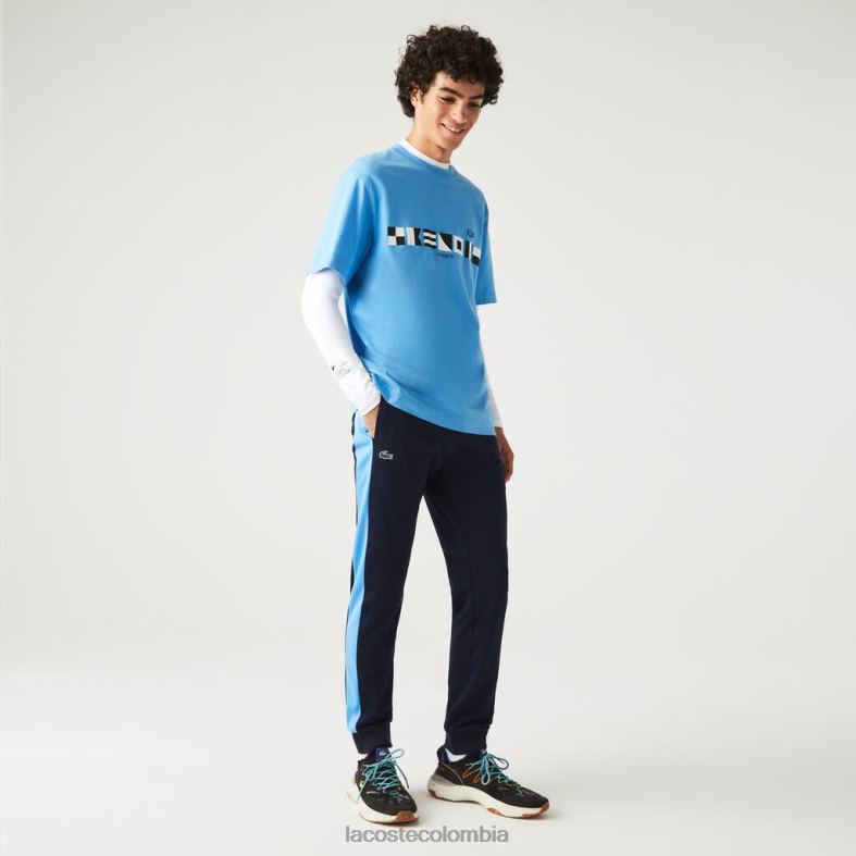 pantalones deportivos de tenis resistentes a la carrera azul marino/azul/blanco Lacoste ropa hombres 80XZX993