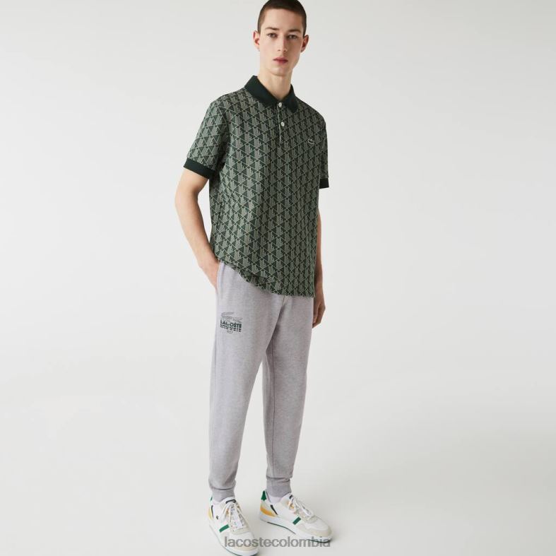 pantalones jogging de felpa de algodón con marca de cocodrilo lomo gris Lacoste ropa hombres 80XZX1092