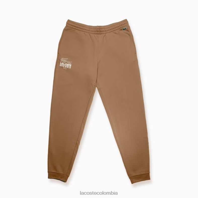 pantalones jogging de felpa de algodón con marca de cocodrilo marrón Lacoste ropa hombres 80XZX1093