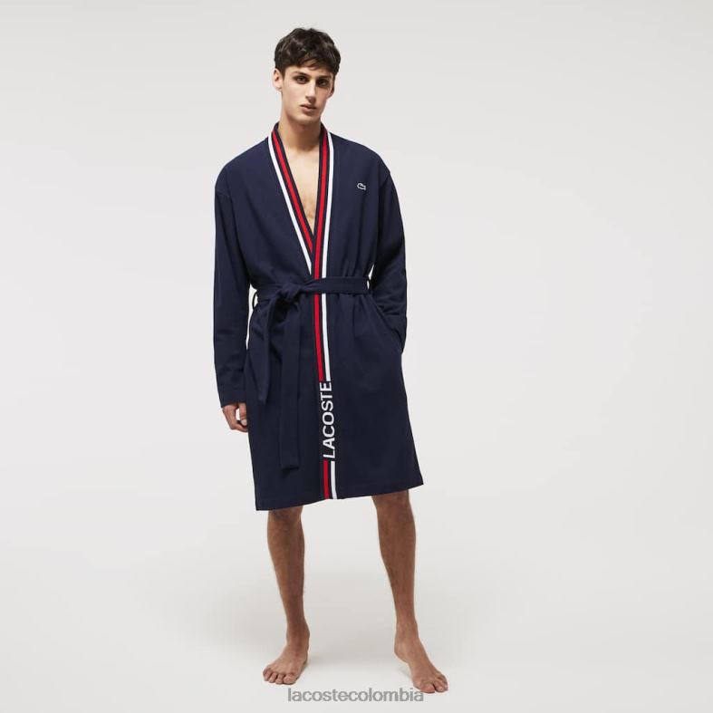 bata de piqué de algodón con banda tricolor Azul marino Lacoste ropa hombres 80XZX1571