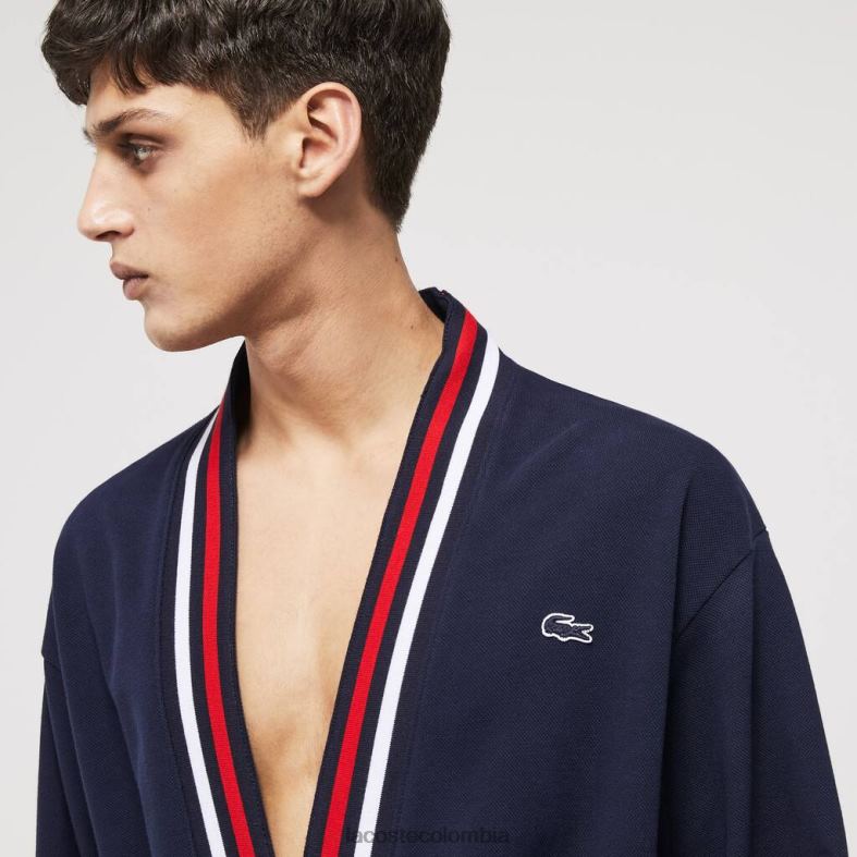bata de piqué de algodón con banda tricolor Azul marino Lacoste ropa hombres 80XZX1571