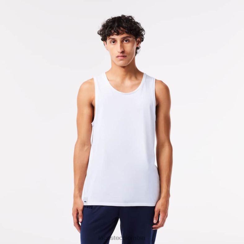 paquete de 3 camisetas sin mangas de algodón blanco Lacoste ropa hombres 80XZX1360