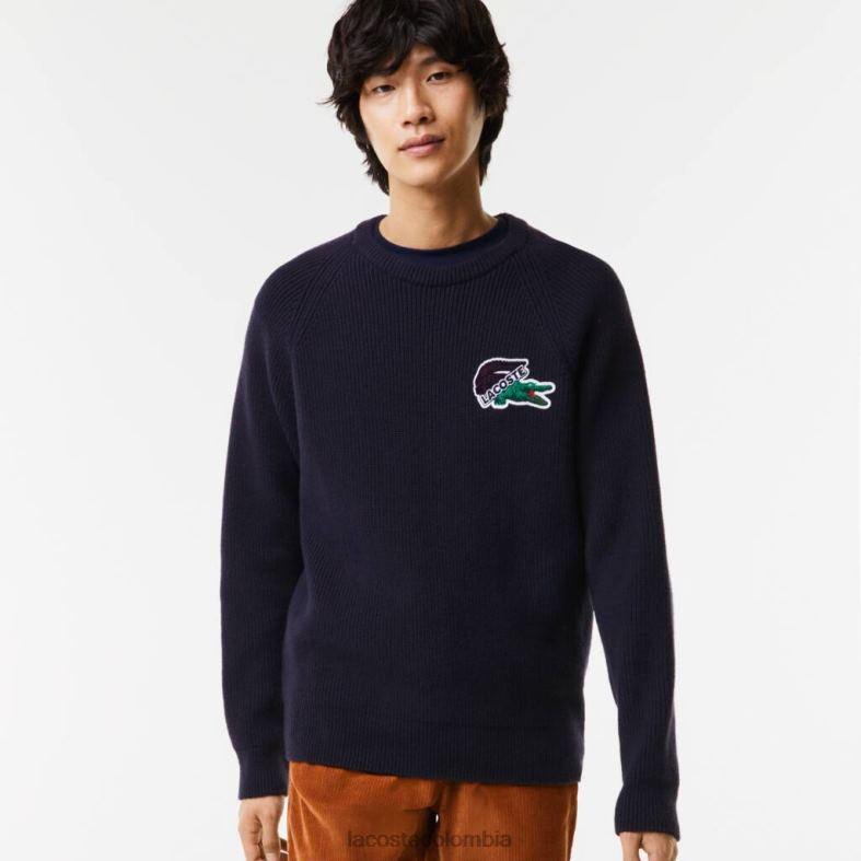 suéter de cocodrilo Azul marino Lacoste ropa hombres 80XZX1380