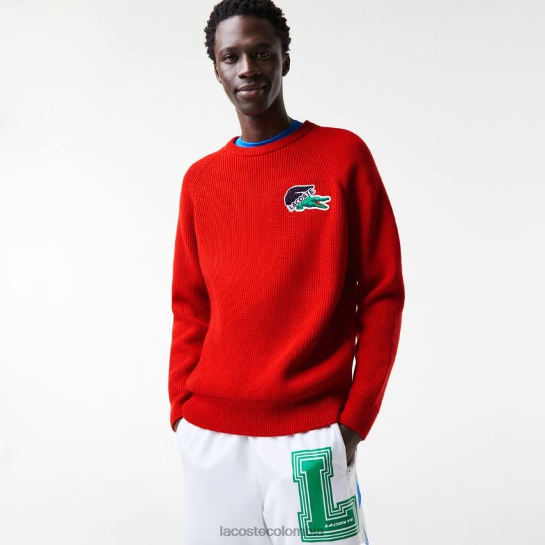 suéter de cocodrilo rojo Lacoste ropa hombres 80XZX1382