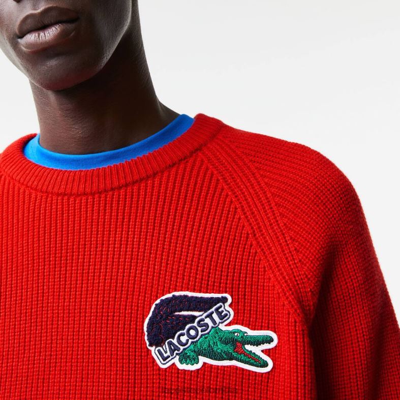 suéter de cocodrilo rojo Lacoste ropa hombres 80XZX1382