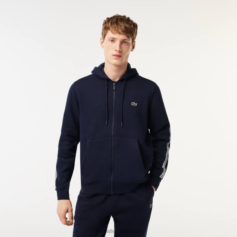 sudadera con capucha de ajuste clásico con cremallera y rayas de la marca Azul marino Lacoste ropa hombres 80XZX14
