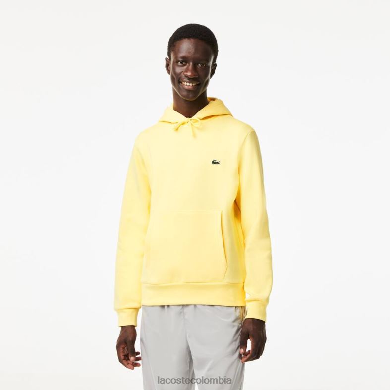 sudadera con capucha de algodón orgánico amarillo Lacoste ropa hombres 80XZX310