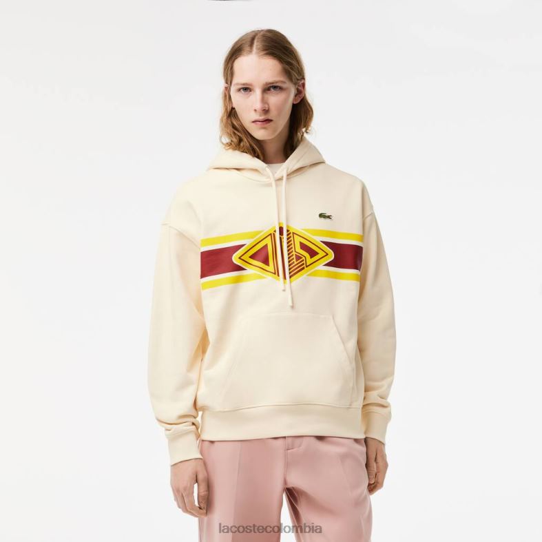 sudadera con capucha holgada estampada blanco Lacoste ropa hombres 80XZX334