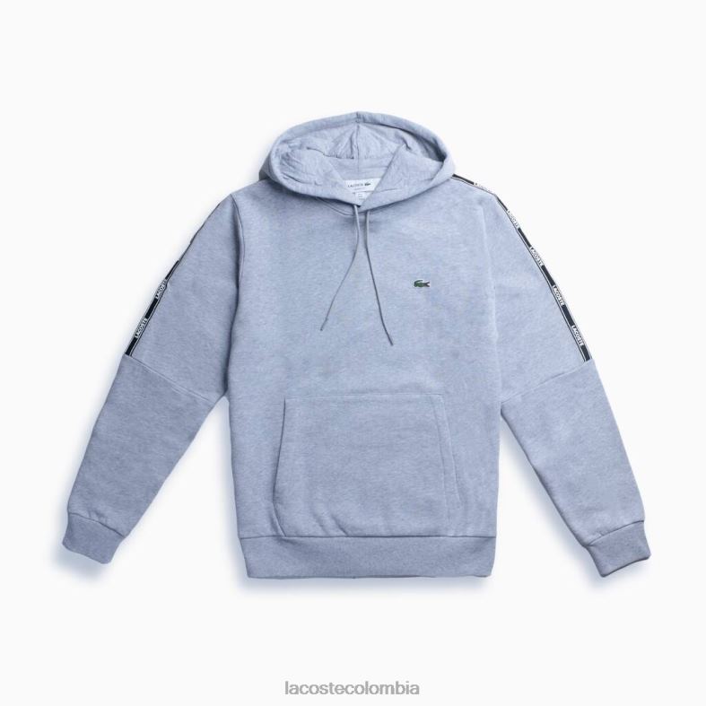 sudadera con capucha y banda estampada lomo gris Lacoste ropa hombres 80XZX1219