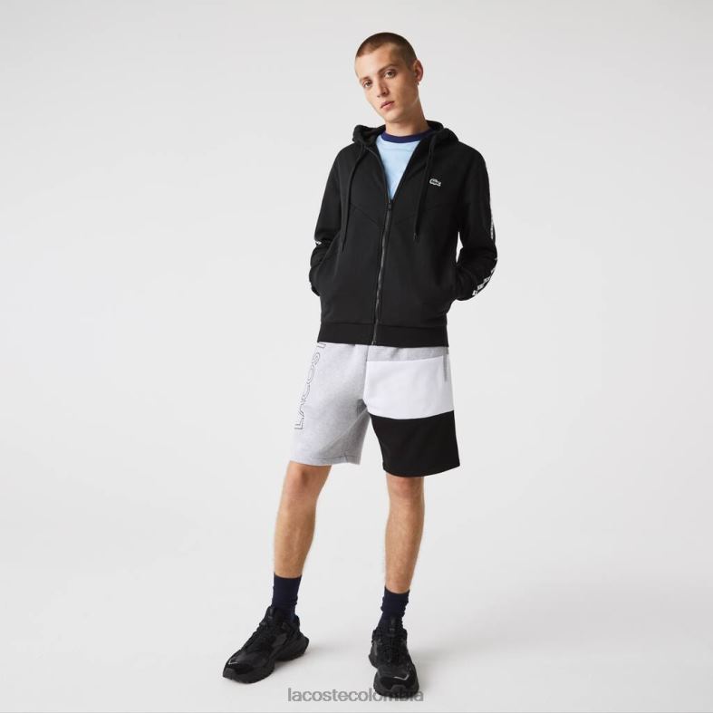 sudadera con capucha y cremallera, de polar, con letras y bloques de color negro Lacoste ropa hombres 80XZX998