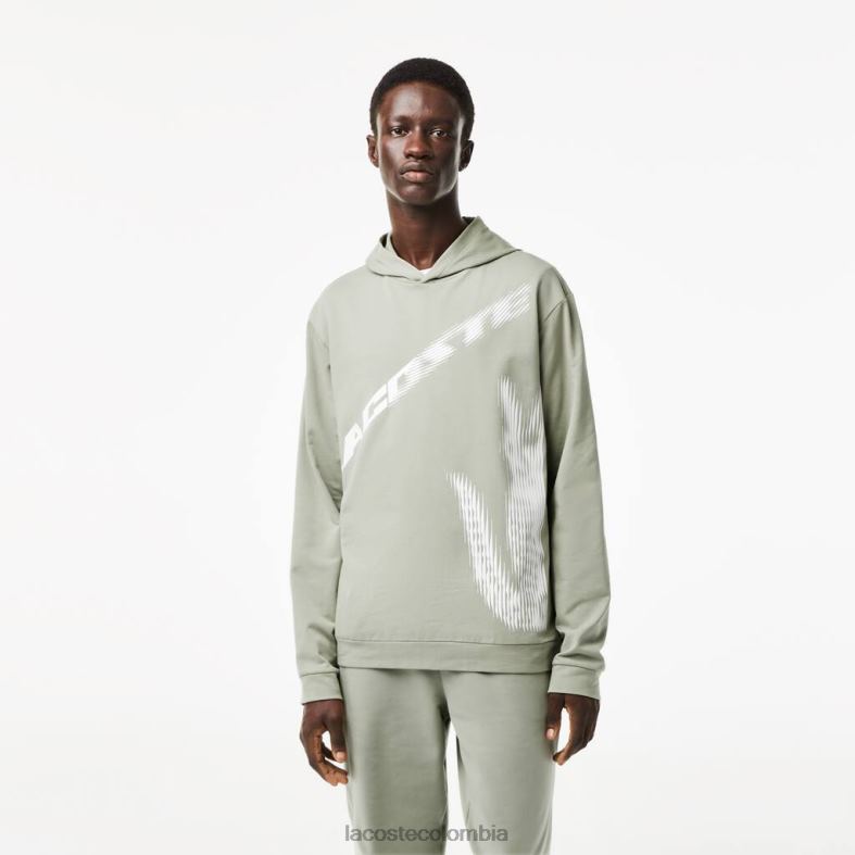 sudadera con capucha y efecto cocodrilo en contraste verde caqui Lacoste ropa hombres 80XZX547