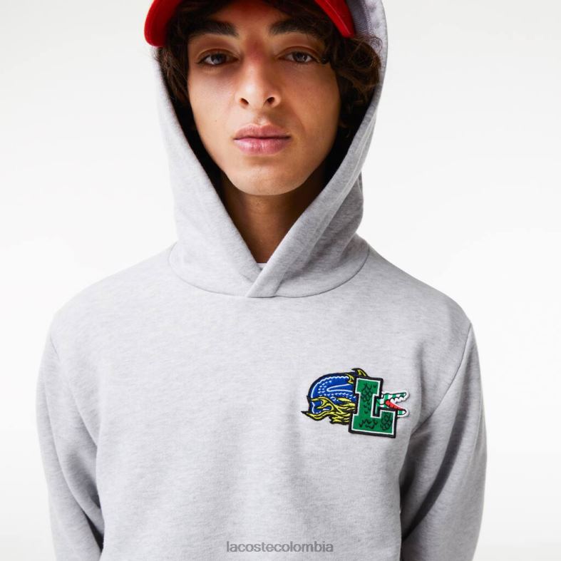 sudadera con capucha y estampado con efecto de cómic lomo gris Lacoste ropa hombres 80XZX1133