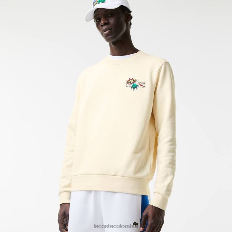 sudadera con parche de algodón orgánico blanco Lacoste ropa hombres 80XZX989