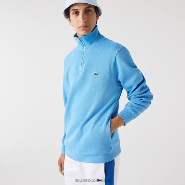 sudadera de algodón con cuello alto y cremallera azul Lacoste ropa hombres 80XZX1184