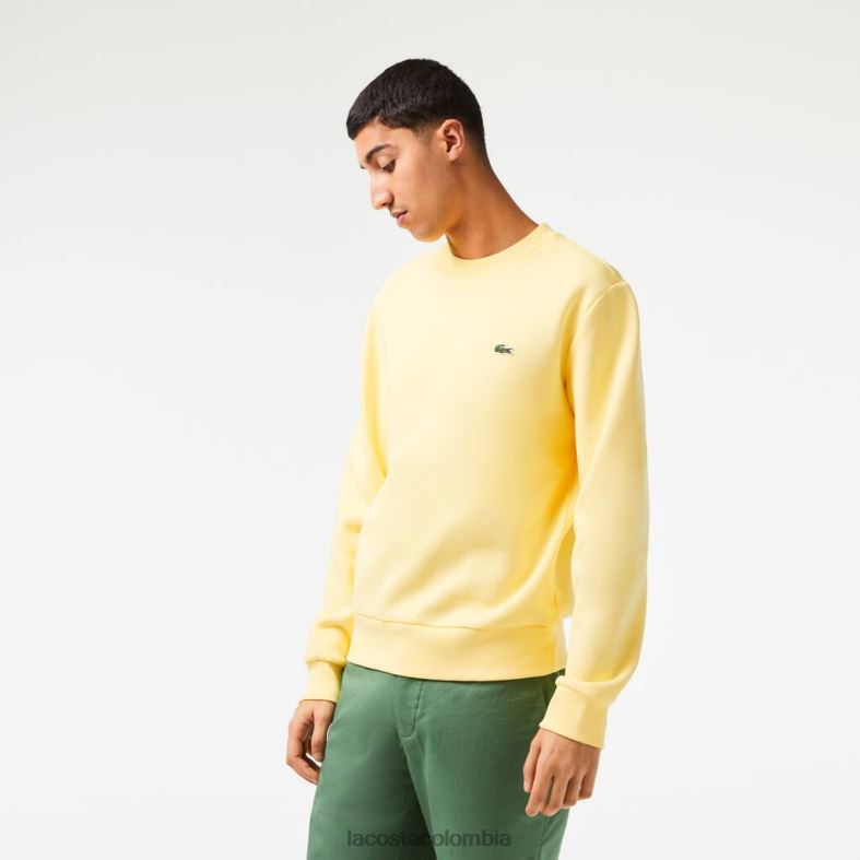 sudadera de algodón orgánico cepillado amarillo Lacoste ropa hombres 80XZX271