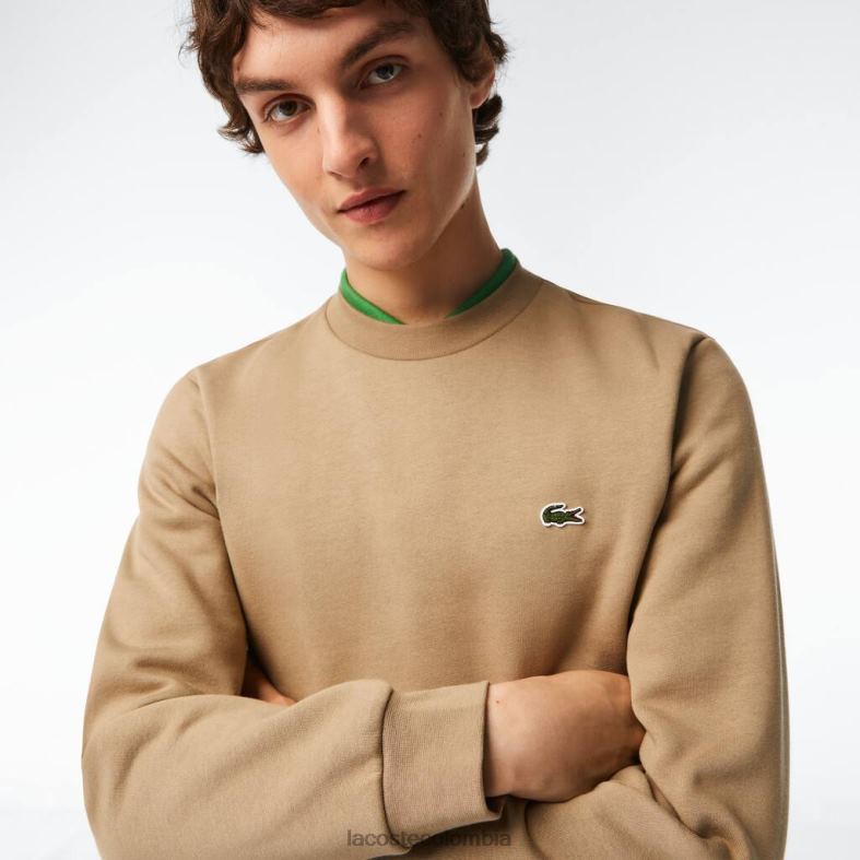 sudadera de algodón orgánico cepillado beige Lacoste ropa hombres 80XZX289