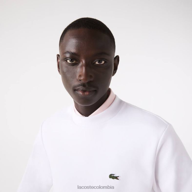 sudadera de algodón orgánico cepillado blanco Lacoste ropa hombres 80XZX272