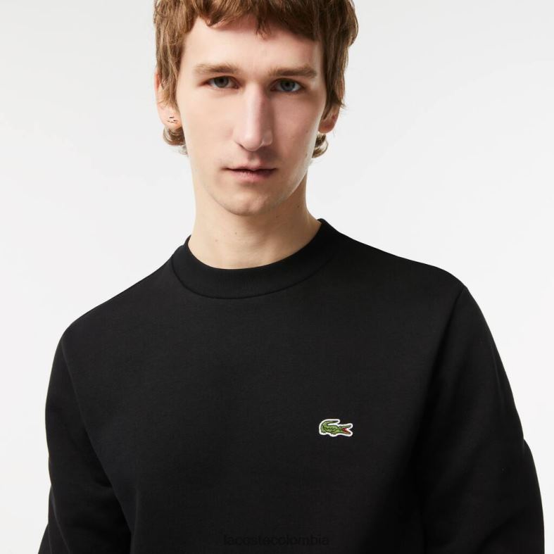 sudadera de algodón orgánico cepillado negro Lacoste ropa hombres 80XZX273