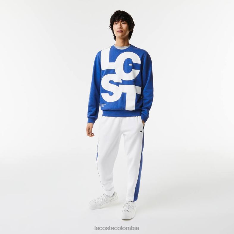 sudadera de corte clásico de algodón con letras en contraste azul Lacoste ropa hombres 80XZX1042