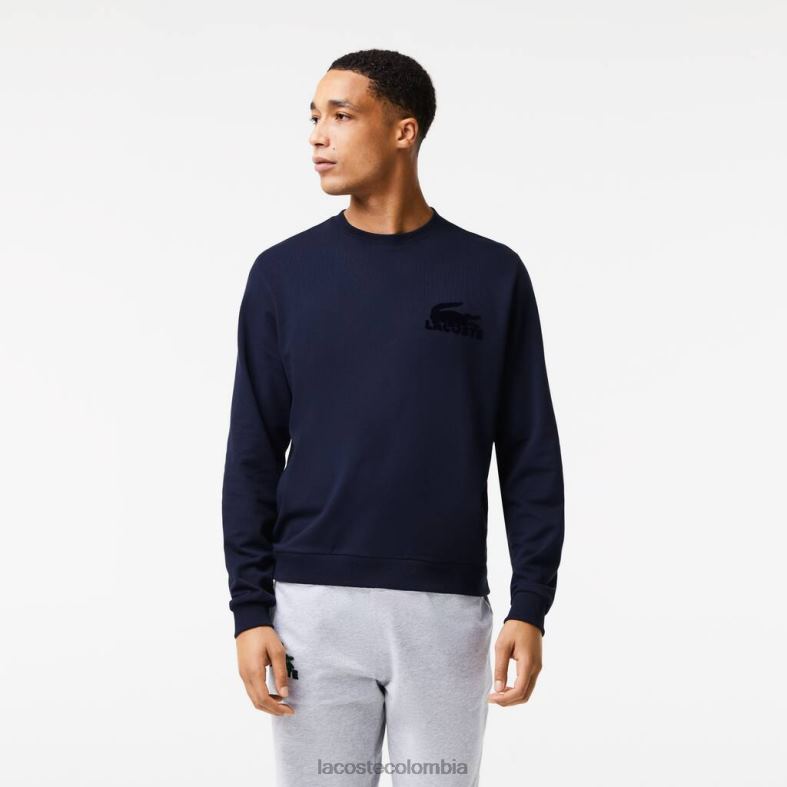 sudadera de felpa de algodón Azul marino Lacoste ropa hombres 80XZX1388