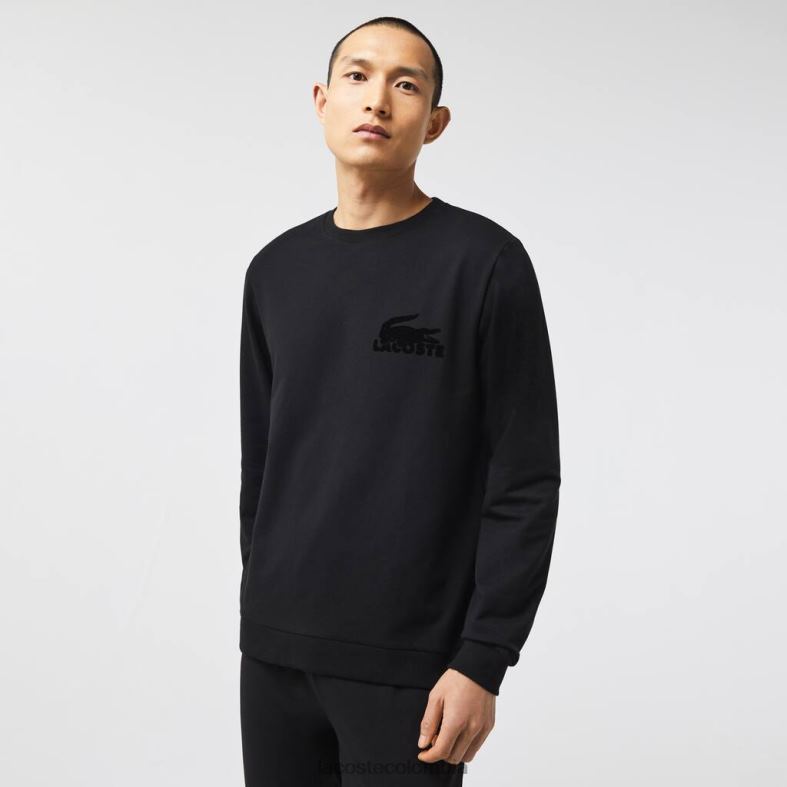 sudadera de felpa de algodón negro Lacoste ropa hombres 80XZX1387