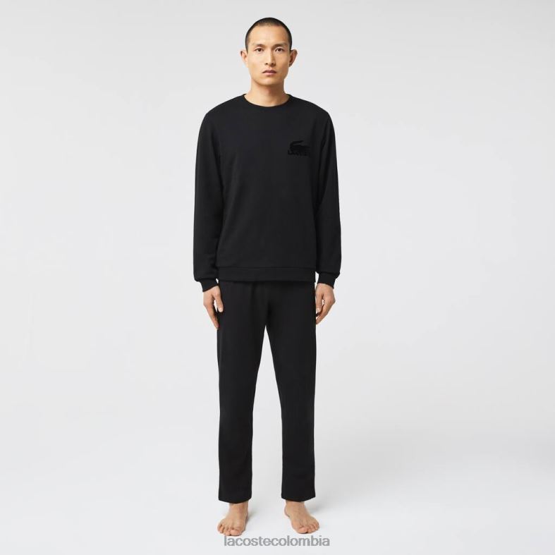 sudadera de felpa de algodón negro Lacoste ropa hombres 80XZX1387