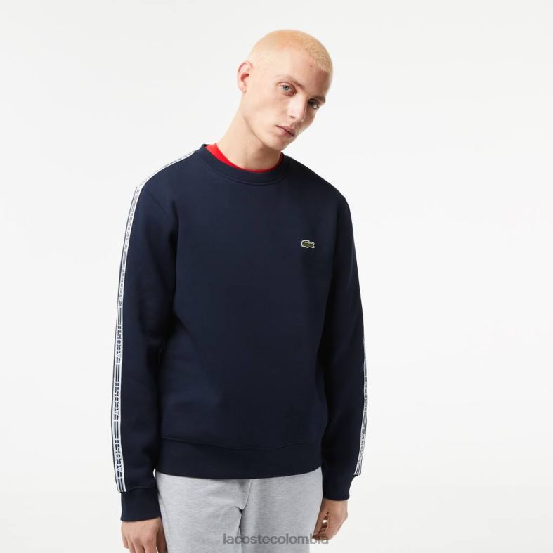 sudadera de franela con logo y rayas de corte clásico Azul marino Lacoste ropa hombres 80XZX291