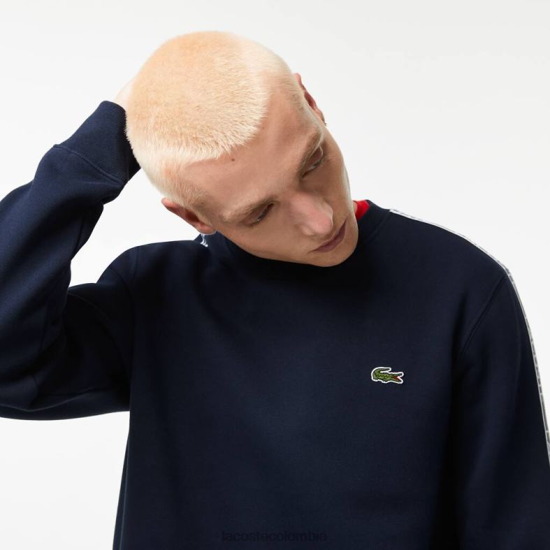 sudadera de franela con logo y rayas de corte clásico Azul marino Lacoste ropa hombres 80XZX291