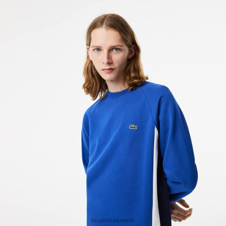 sudadera de polar cepillado con bloques de color azul/azul marino/blanco Lacoste ropa hombres 80XZX330