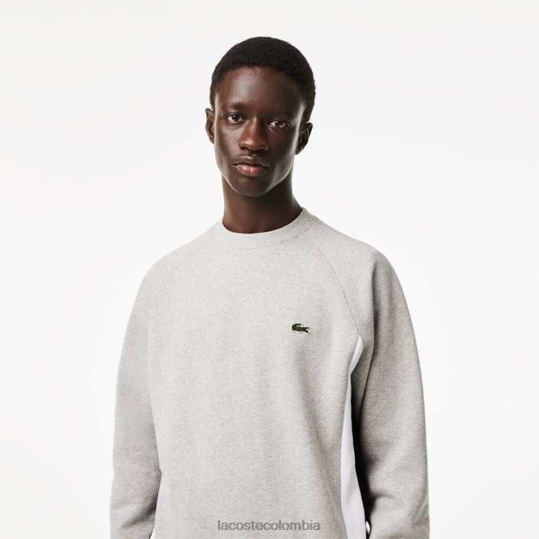 sudadera de polar cepillado con bloques de color gris chino/negro/blanco Lacoste ropa hombres 80XZX329