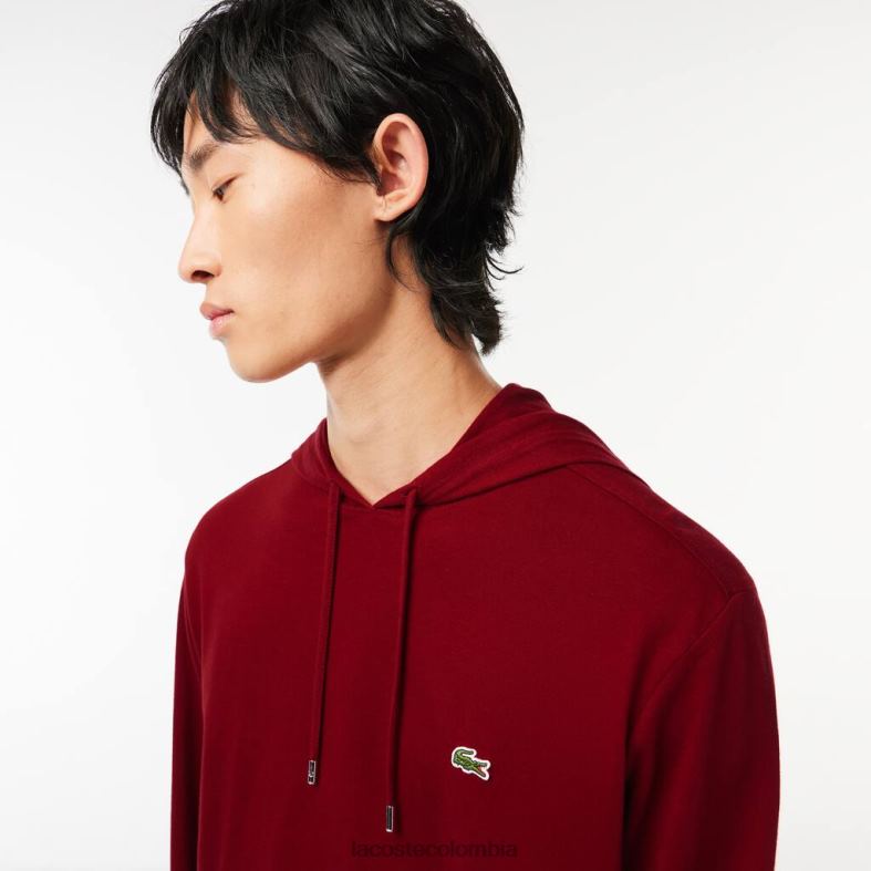 sudadera de punto de algodón con capucha Burdeos Lacoste ropa hombres 80XZX622