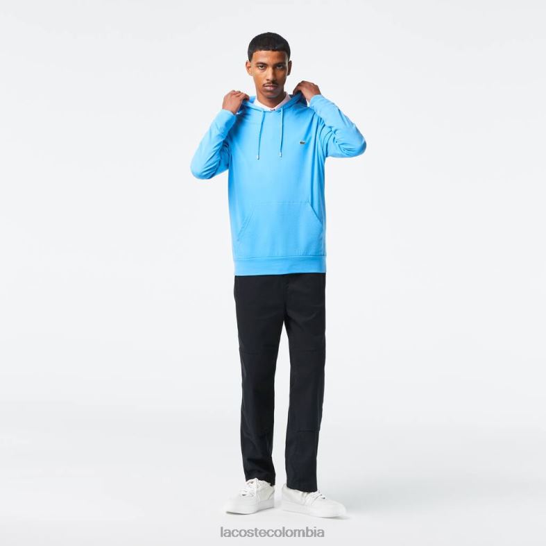 sudadera de punto de algodón con capucha azul Lacoste ropa hombres 80XZX623