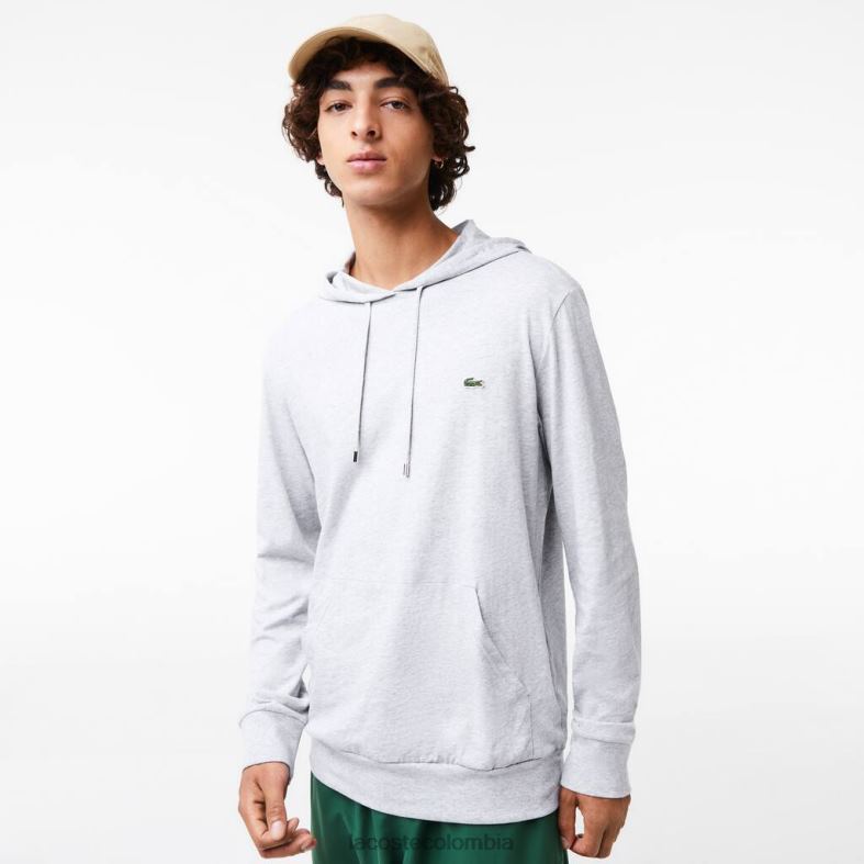 sudadera de punto de algodón con capucha lomo gris Lacoste ropa hombres 80XZX713