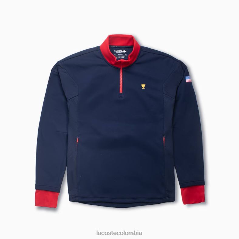 sudadera deportiva azul marino/rojo Lacoste ropa hombres 80XZX370