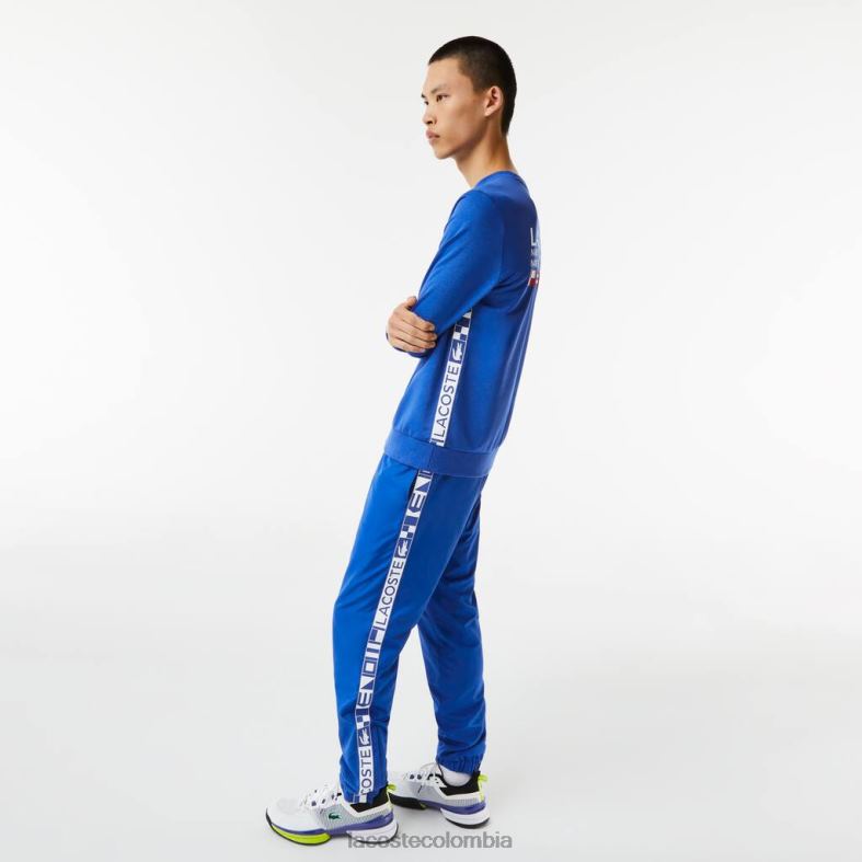 sudadera deportiva con estampado de tenis azul Lacoste ropa hombres 80XZX1057